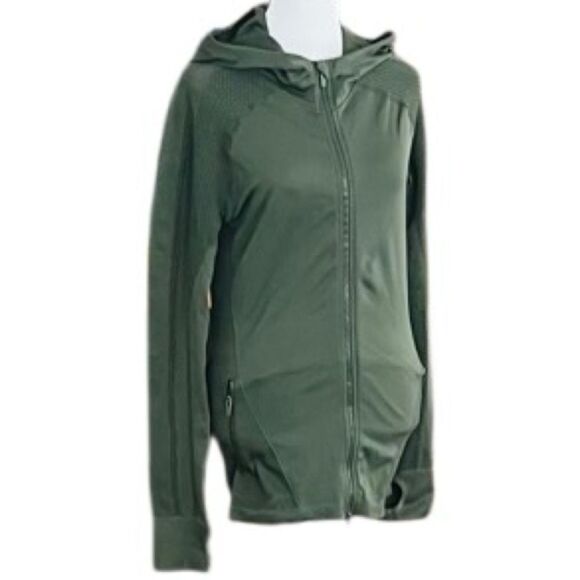 Fabletics Kiley Seamless Hooded Jacket, Dark Olive - Picture 9 of 10